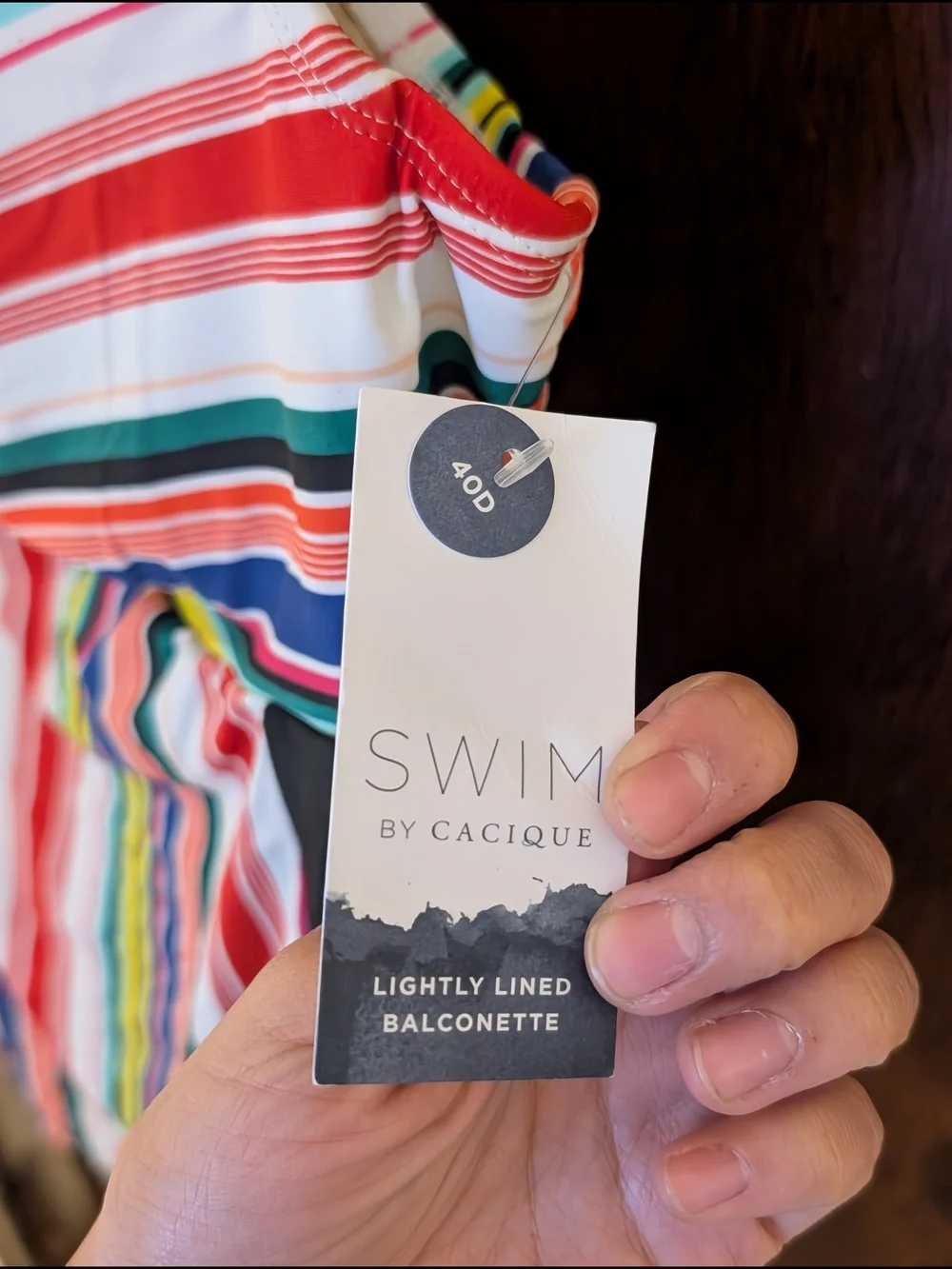SWIM by Cacique Multicolor Striped Swim Top